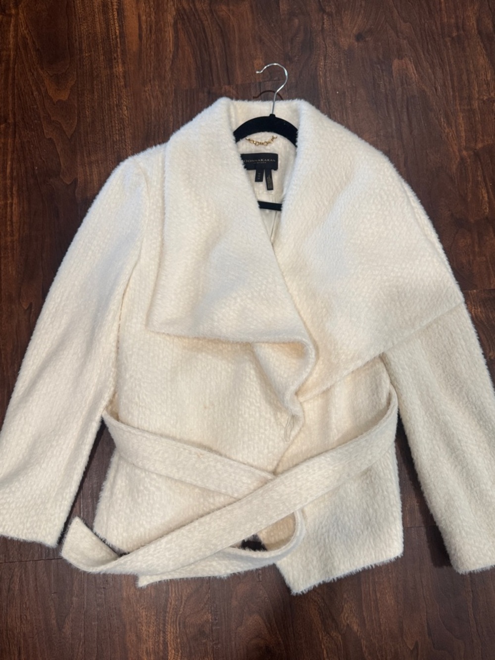 Cozy Cream Wrap Belted Jacket sz M